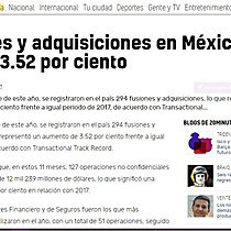 Fusiones y adquisiciones en Mxico crecen 3.52 por ciento